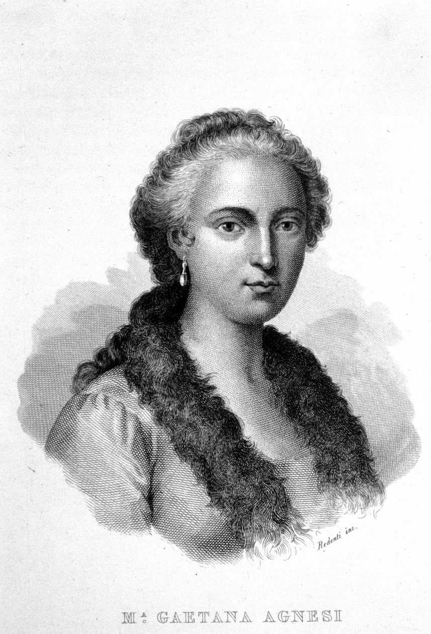 मारिया गेटाना AGNESI (1718-1799) का पोर्ट्रेट। इतालवी विद्वान बहुभाषाविद दार्शनिक। द्वारा अज्ञात कलाकार