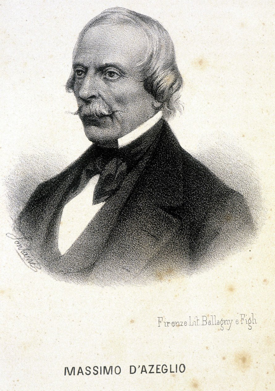 मास्सिमो टापरेली का पोर्ट्रेट, मार्क्विस डी'ज़ेग्लियो (1798 - 1866), इतालवी राजनीतिज्ञ, चित्रकार और लेखक। 19वीं शताब्दी का उत्कीर्णन। द्वारा अज्ञात कलाकार