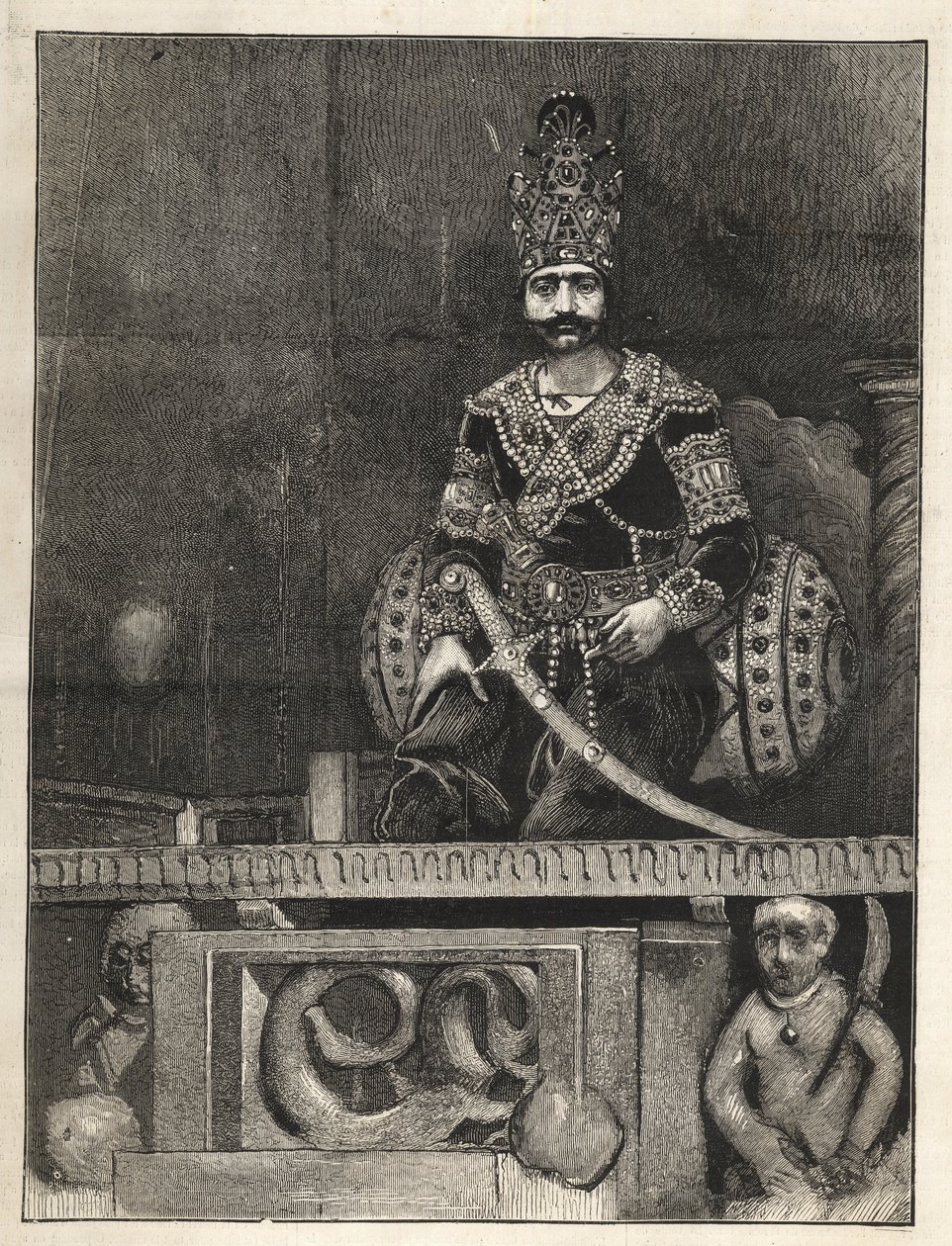 नासिर एड दीन (1831-1896), फारस के शाह (ईरान) का पोर्ट्रेट। नसीरुद्दीन शाह, नसीर-अल-दीन शाह काजर, नासिर अल-दीन शाह काजर, नसीरुद्दीन शाह - (1831-1896) - 1873 द्वारा अज्ञात कलाकार