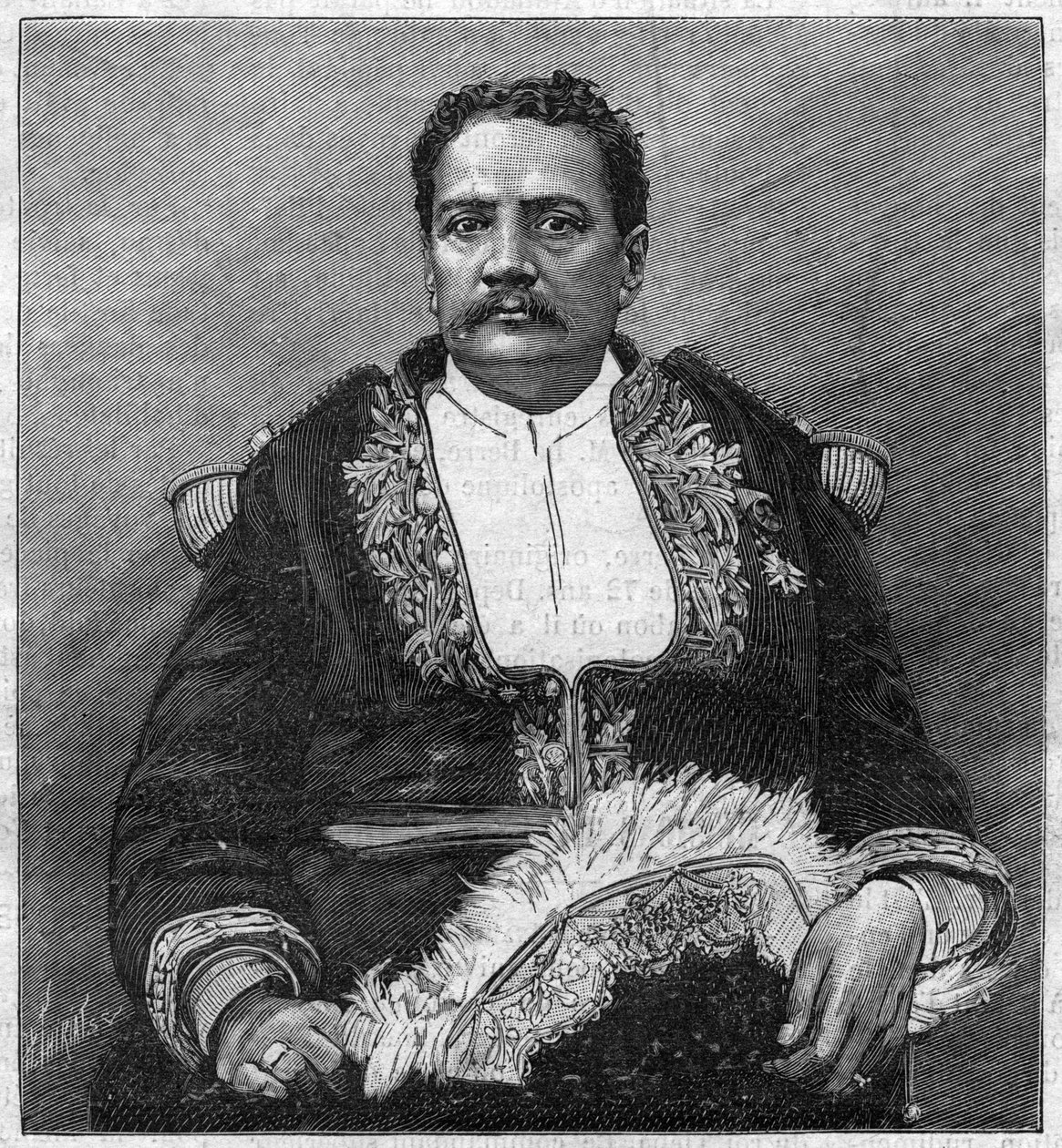 पोमारे वी (1839 - 1891) का पोर्ट्रेट ताहिती के अंतिम सम्राट - उत्कीर्णन द्वारा अज्ञात कलाकार
