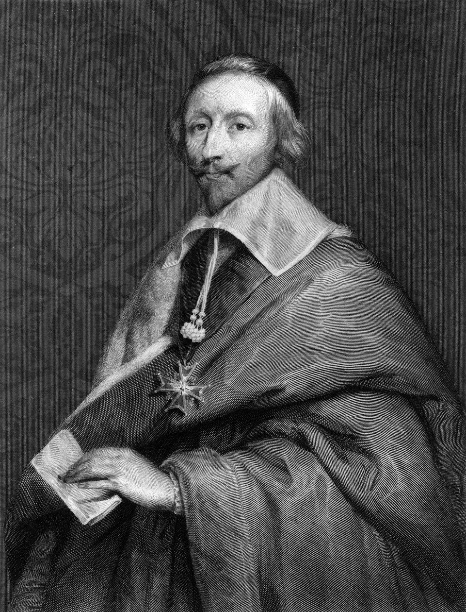 रिचर्डेल का पोर्ट्रेट (1585 - 1642) - "" फ्रेंच का इतिहास "" में लवली द्वारा, उत्कीर्णन, एसडी। द्वारा अज्ञात कलाकार