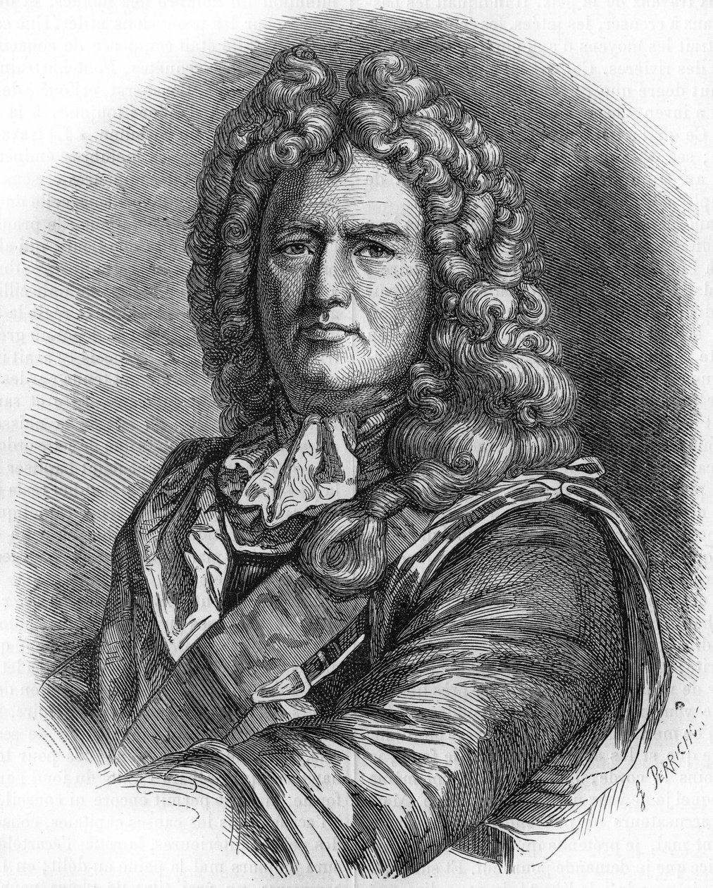 वौबन का पोर्ट्रेट (1633 - 1707)। (सेबेस्टियन ले प्रेस्ट्रे डी वौबन) फ्रांस के मार्शल और सैन्य इंजीनियर द्वारा अज्ञात कलाकार