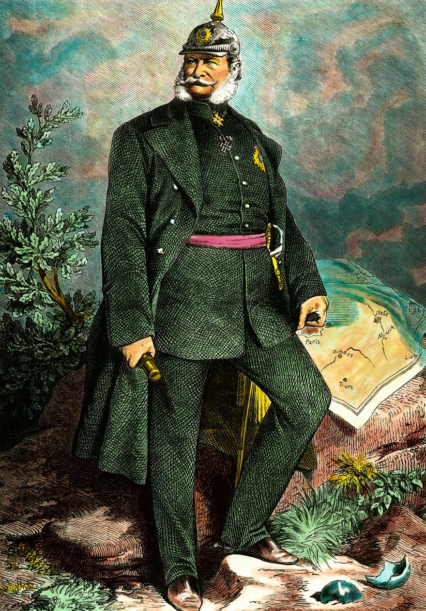 विलियम I (1797-1888), प्रशिया के राजा और जर्मनी के सम्राट का पोर्ट्रेट। 19वीं सदी के निजी संग्रह की नक्काशी द्वारा अज्ञात कलाकार