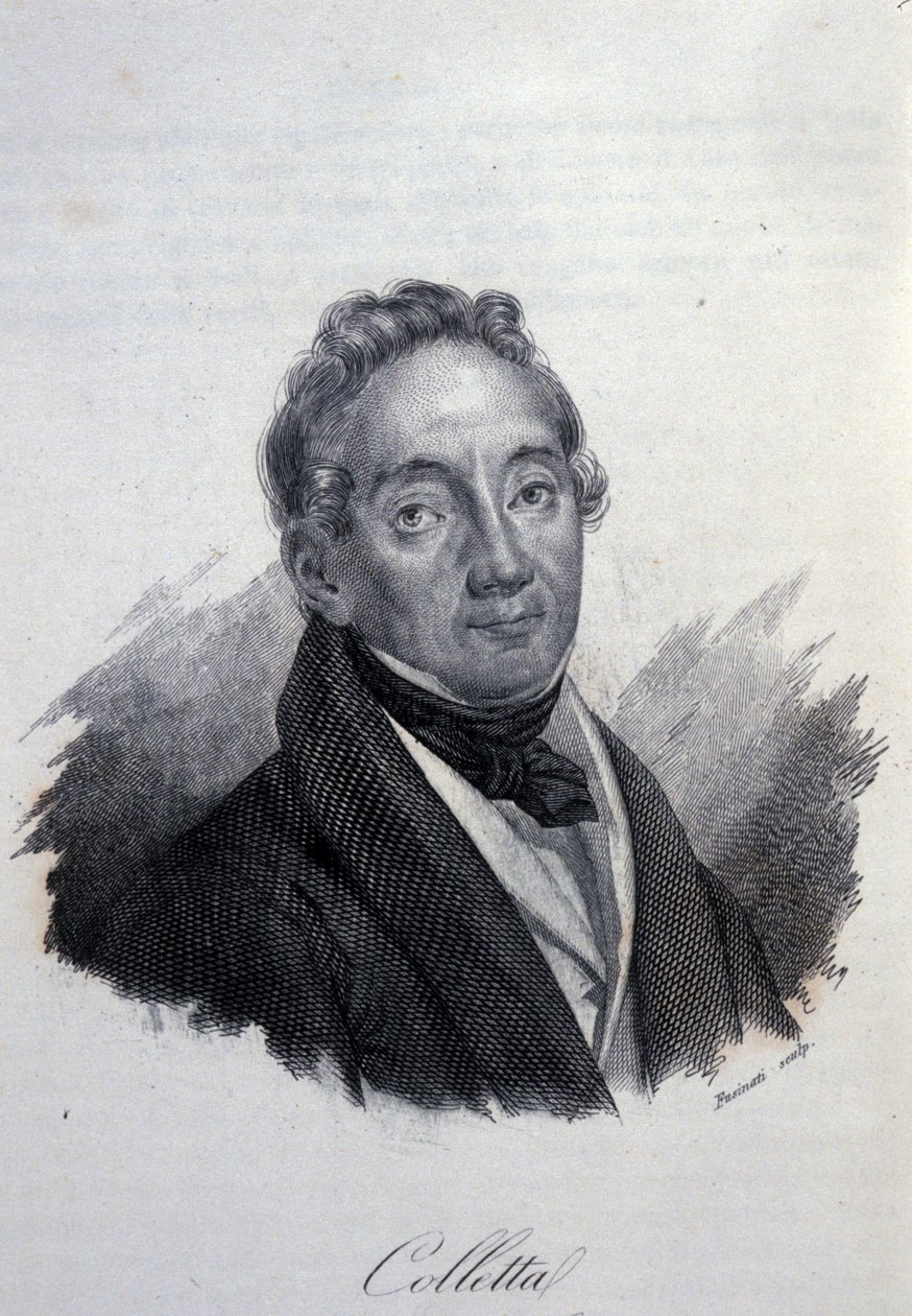 इटालियन पैट्रियट और इतिहासकार पिएत्रो कोलेटा (1775-1831) का पोर्ट्रेट 19वीं सदी का उत्कीर्णन द्वारा अज्ञात कलाकार