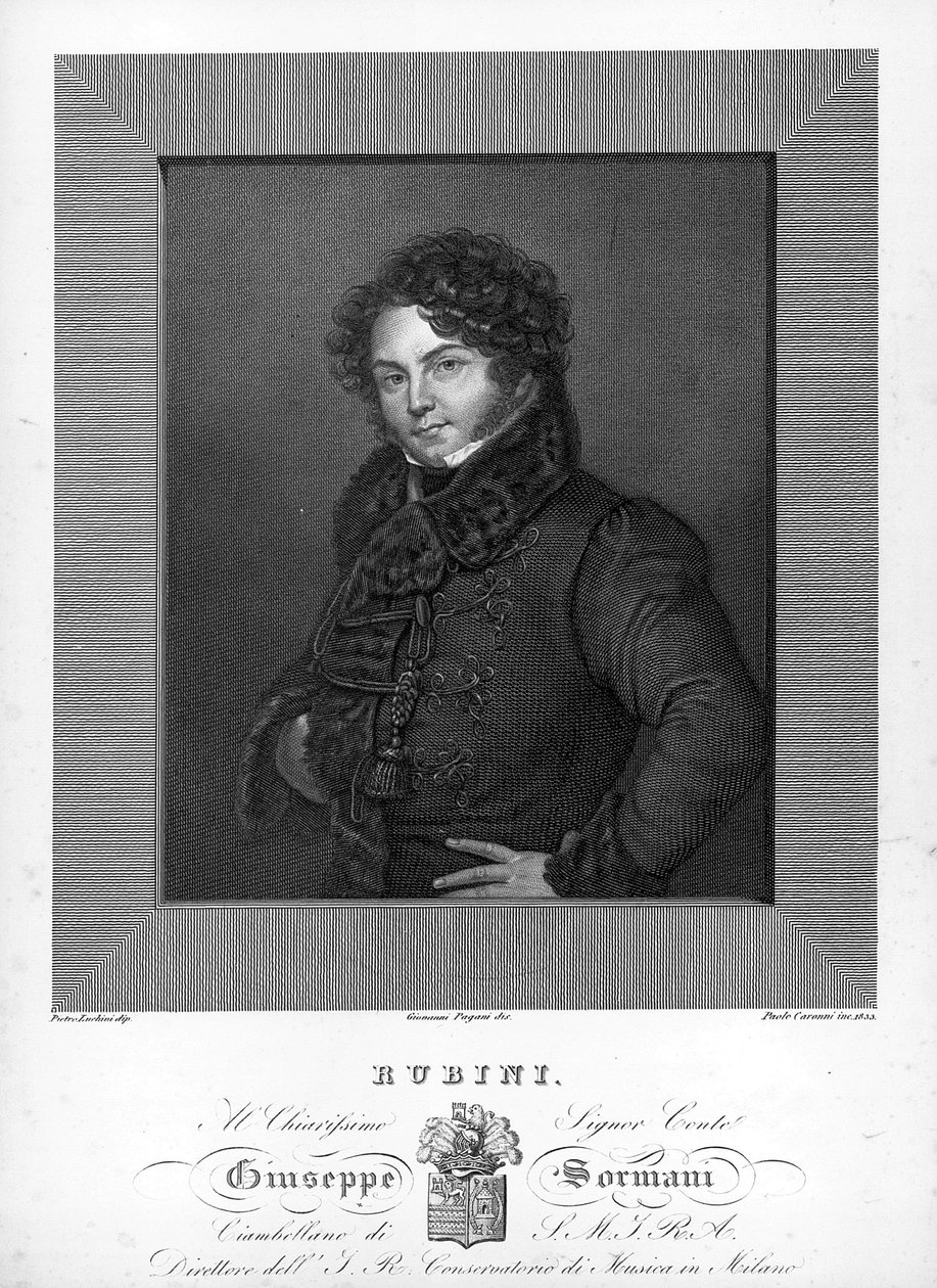 इटालियन टेनर जियोवानी बतिस्ता रुबिनी (1794-1854) का पोर्ट्रेट 19वीं सदी का उत्कीर्णन द्वारा अज्ञात कलाकार