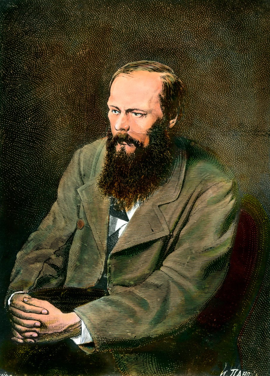 रूसी लेखक फेडर दोस्तोवस्की (दोस्तोव्स्की या दोस्तोवस्की) (1821-1881) का पोर्ट्रेट। द्वारा अज्ञात कलाकार