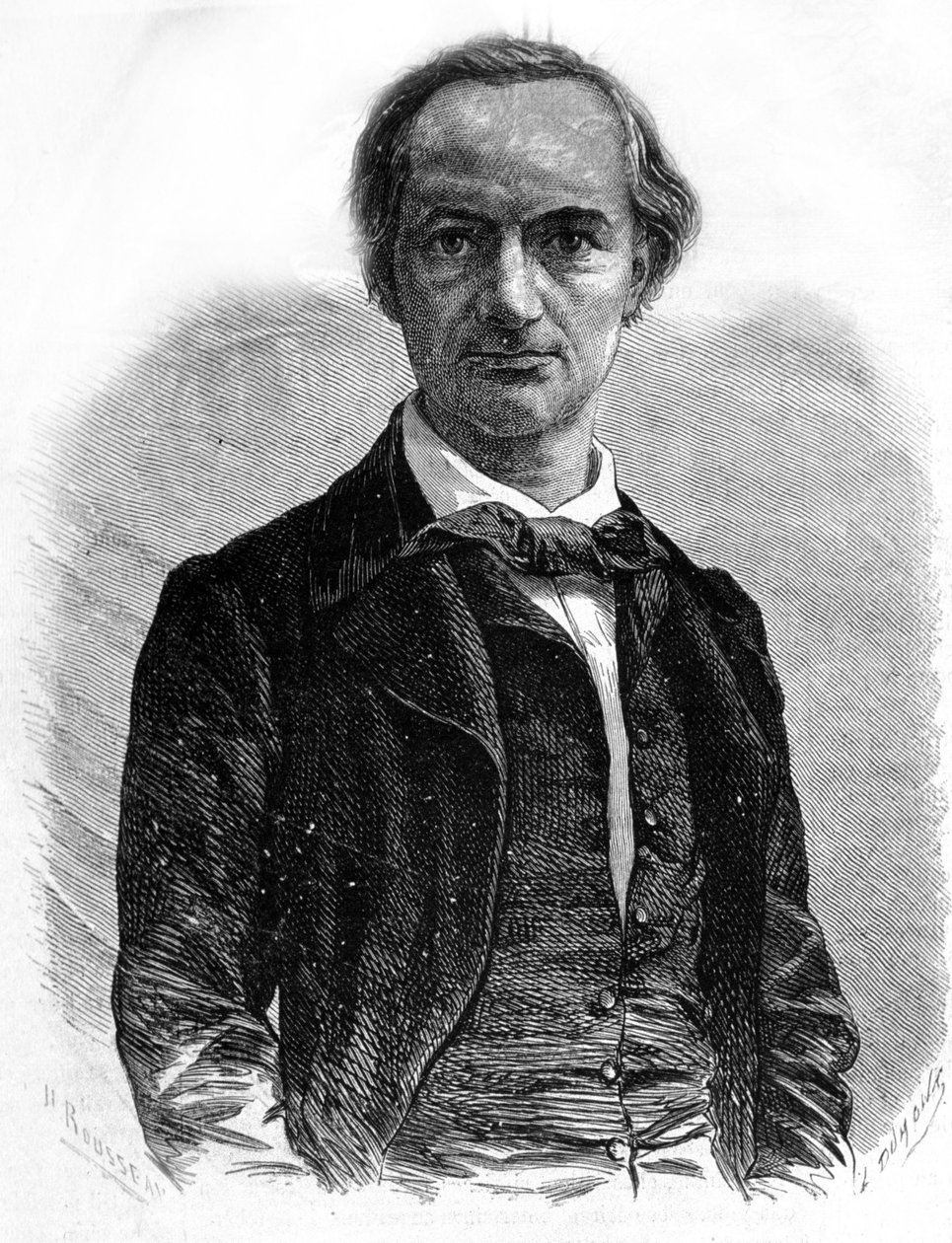 कवि चार्ल्स बौडेलेयर का चित्र (1821-1867) 19वीं शताब्दी का उत्कीर्णन द्वारा अज्ञात कलाकार