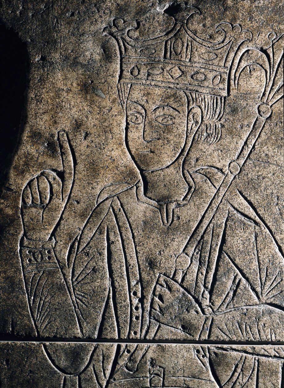 सांचेज़ II गार्सिया का प्रतिनिधित्व (1010-1029), कैस्टिले की गणना। ओना (स्पेन) में सैन सल्वाडोर के मठ के मकबरे पर कम राहत वाली मूर्तियां। द्वारा अज्ञात कलाकार