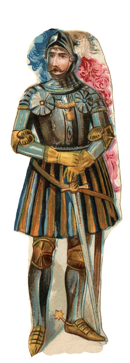 नाइट पियरे टेरेल का प्रतिनिधित्व, लॉर्ड ऑफ बायर्ड (1476-1524) क्रोमोलिथोग्राफी, 19 वीं शताब्दी के अंत में। द्वारा अज्ञात कलाकार