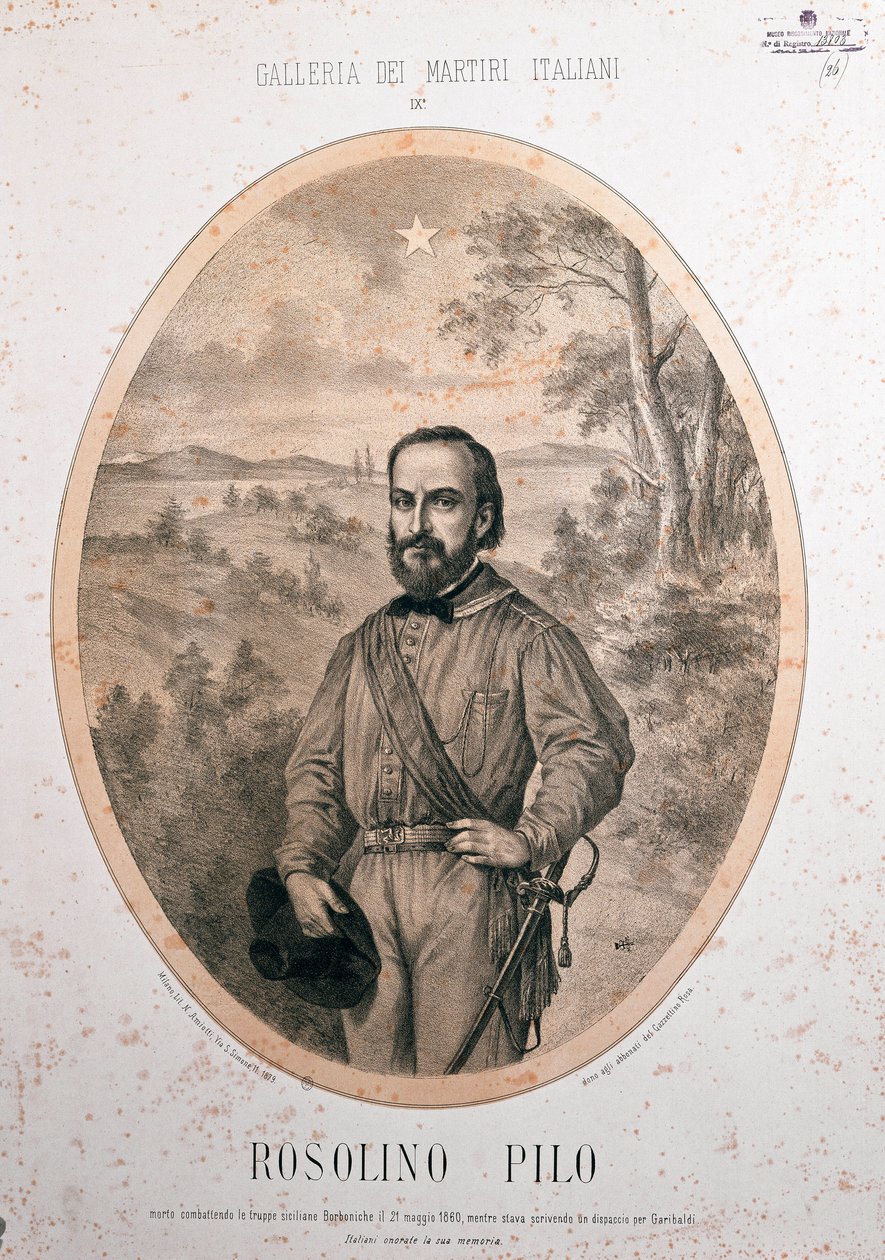 रिसोर्गिमेंटो: "" इतालवी देशभक्त रोसोलिनो पिलो का पोर्ट्रेट (1820-1860) "" द्वारा अज्ञात कलाकार