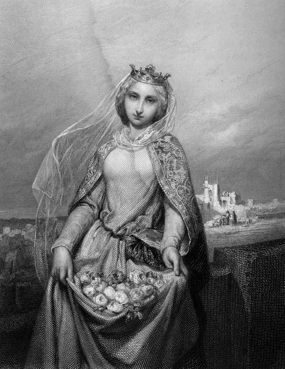 हंगरी के सेंट एलिजाबेथ। (1207 से 1231)। "" पवित्र महिला "" में। 1852 द्वारा अज्ञात कलाकार