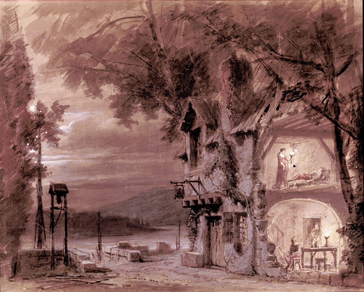पेरिस ओपेरा में प्रदर्शन के लिए इतालवी संगीतकार ग्यूसेप वर्डी (1813-1901) द्वारा ओपेरा "" रिगोलेटो "" के लिए फिलिप चैपरॉन की दृश्यता द्वारा अज्ञात कलाकार