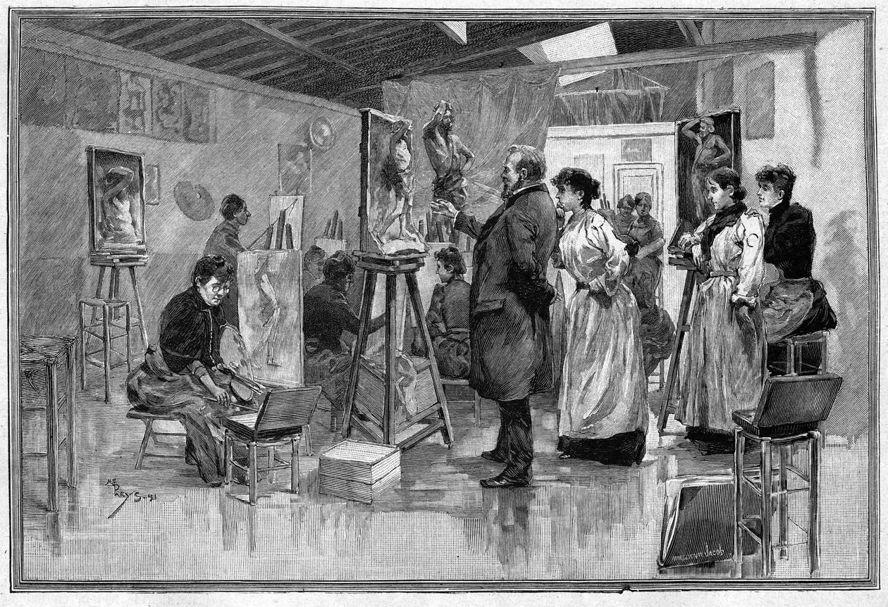 1892 में पेरिस में मूर्तिकला कार्यशाला। द्वारा अज्ञात कलाकार