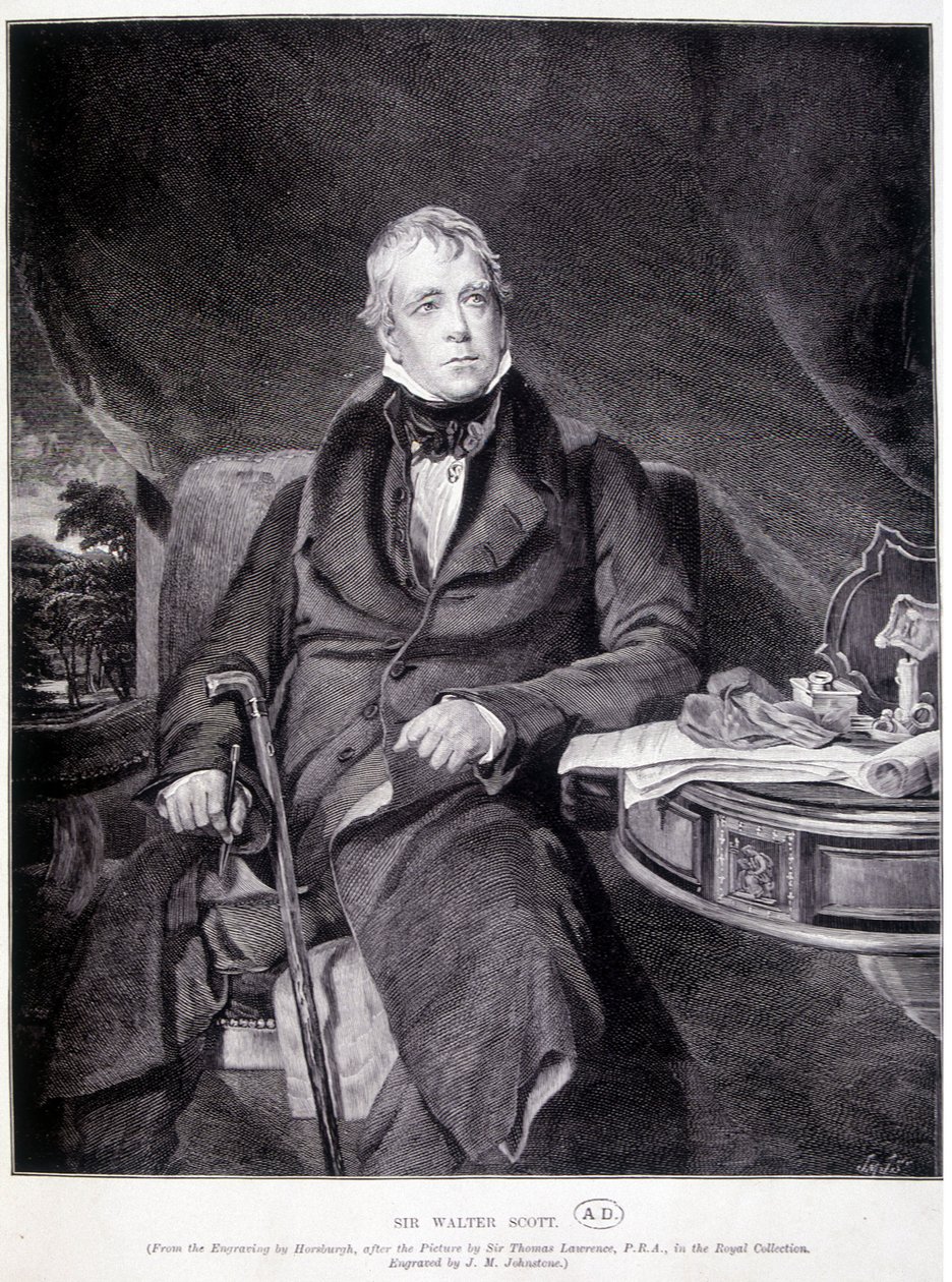 सर जॉन वाल्टर स्कॉट 1771/1832, अंग्रेजी लेखक और कवि। द्वारा अज्ञात कलाकार