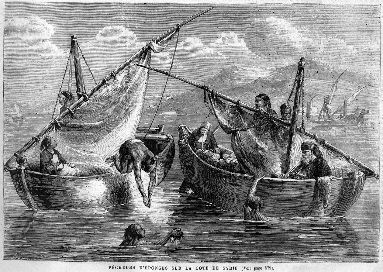 1867 में सीरियाई तट पर स्पंज मछुआरे द्वारा अज्ञात कलाकार