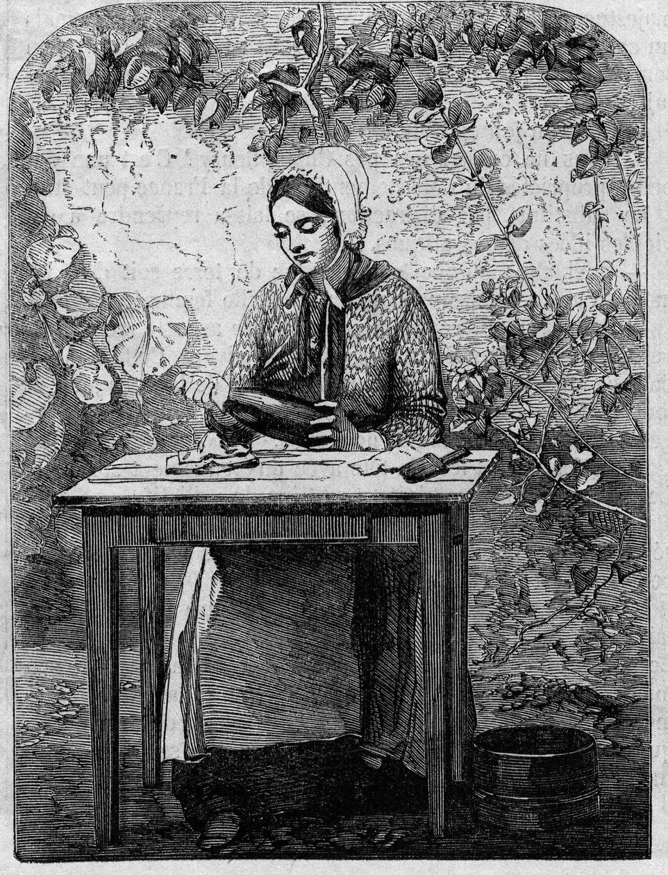 शैम्पेन वाइन की बॉटलिंग। 1864 से उत्कीर्णन। द्वारा अज्ञात कलाकार