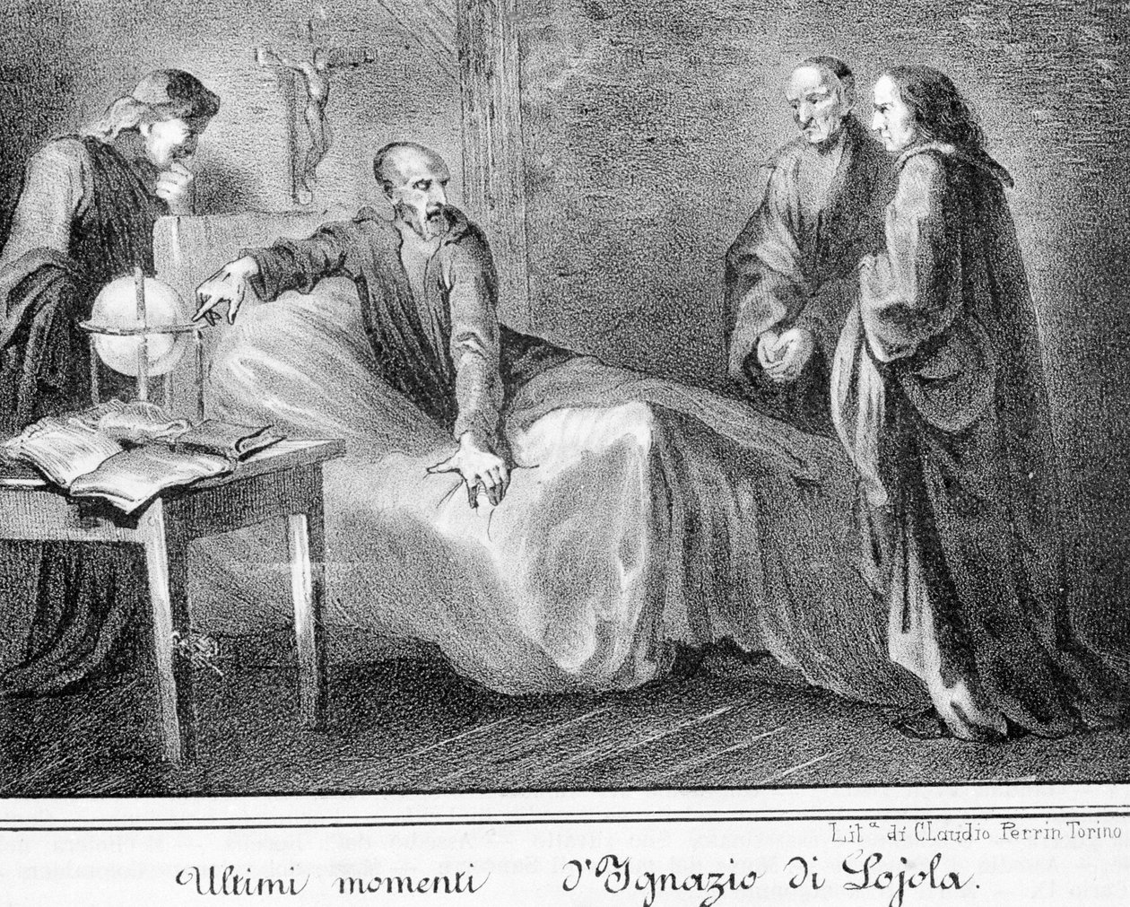 लोयोला के संत इग्नाटियस की मृत्यु (1491 - 1556), सोसाइटी ऑफ जीसस के संस्थापक। द्वारा अज्ञात कलाकार