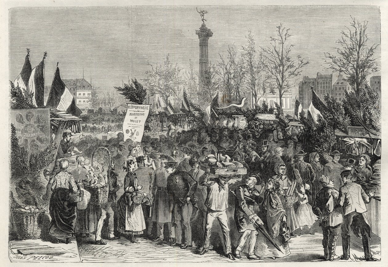 पेरिस में बुलेवार्ड बॉर्डन में हैम मेला (प्लेस डे ला बैस्टिल) - 1868 - द्वारा अज्ञात कलाकार
