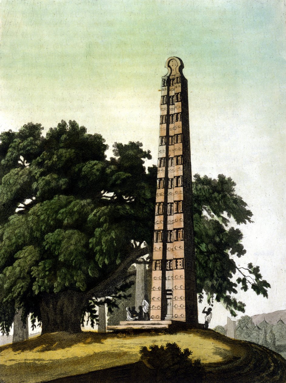 1937 में इटालियंस द्वारा एक्सम (अक्सौम) का ओबिलिस्क रोम लाया गया। इल कॉस्ट्यूम एंटीको ई मॉडर्नो, जूल्स फेरारियो, मिलान 1820। द्वारा अज्ञात कलाकार