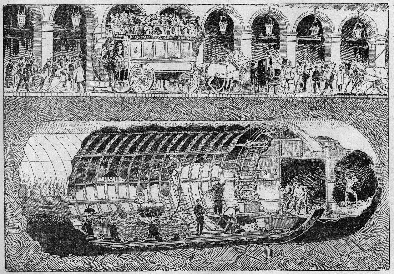 1895 में रिवोली की गली के नीचे सड़क का छेदन। द्वारा अज्ञात कलाकार
