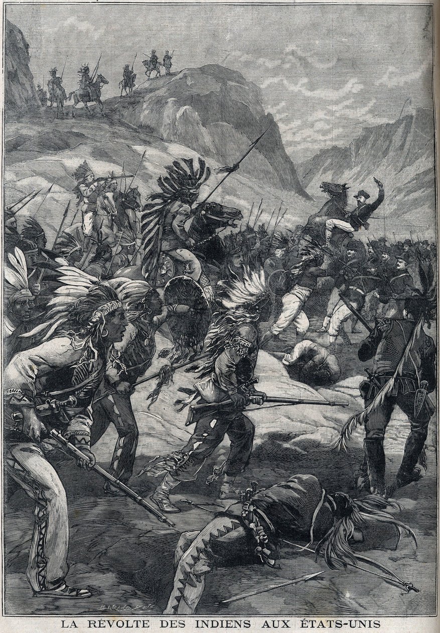 1898 में संयुक्त राज्य अमेरिका में उत्तरी मिनेसोटा से लाल त्वचा वाला भारतीय विद्रोह। द्वारा अज्ञात कलाकार