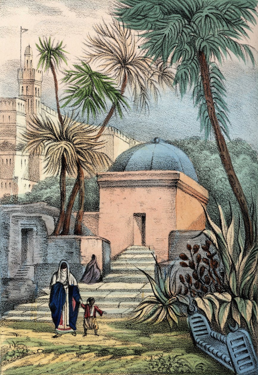 अल्जीयर्स के मूरिश निवासियों के मकबरे बाब-अल-औएदे के एक कब्रिस्तान में द्वारा अज्ञात कलाकार