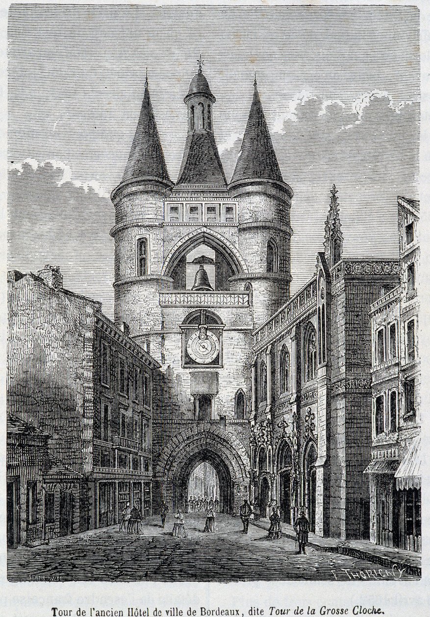 पूर्व H detel de Ville de Bordeaux की यात्रा, जिसे "Tour de la Grosse Bell" के नाम से जाना जाता है - उत्कीर्ण द्वारा अज्ञात कलाकार