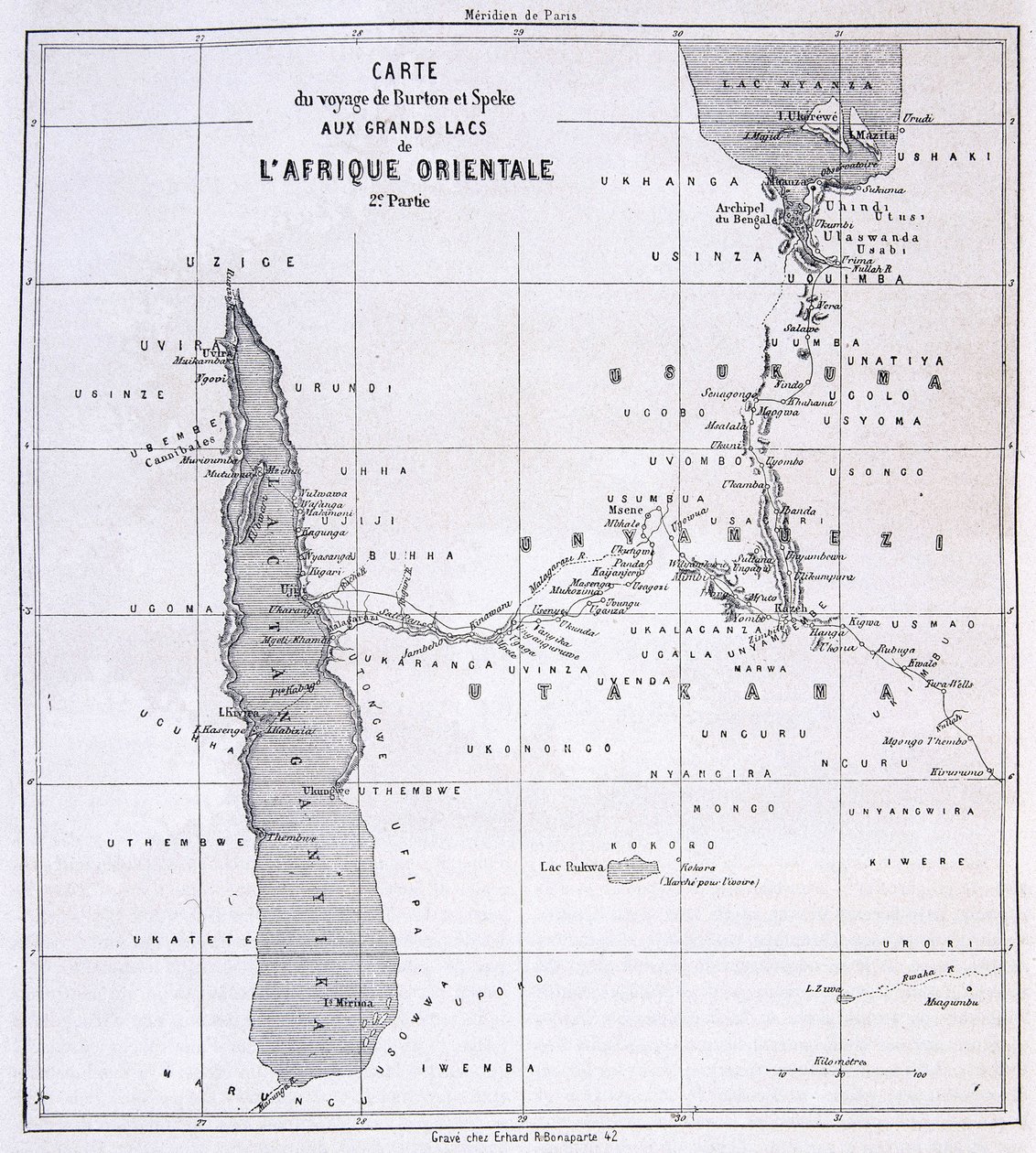 रिचर्ड फ्रांसिस बर्टन, ब्रिटिश खोजकर्ता (1821-1890) और स्पीके टू द ग्रेट लेक्स ऑफ ईस्ट अफ्रीका 1857-59 - टूर डू मोंडे द्वारा अज्ञात कलाकार
