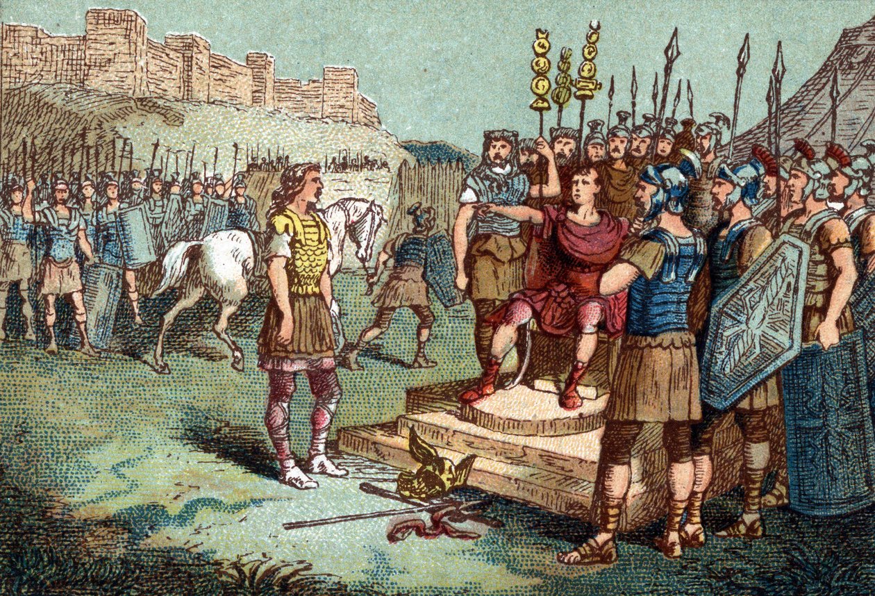 Vercingétorix, गैलिक नेता, 52 ई.पू. में जूलियस सीज़र के पास गया। द्वारा अज्ञात कलाकार