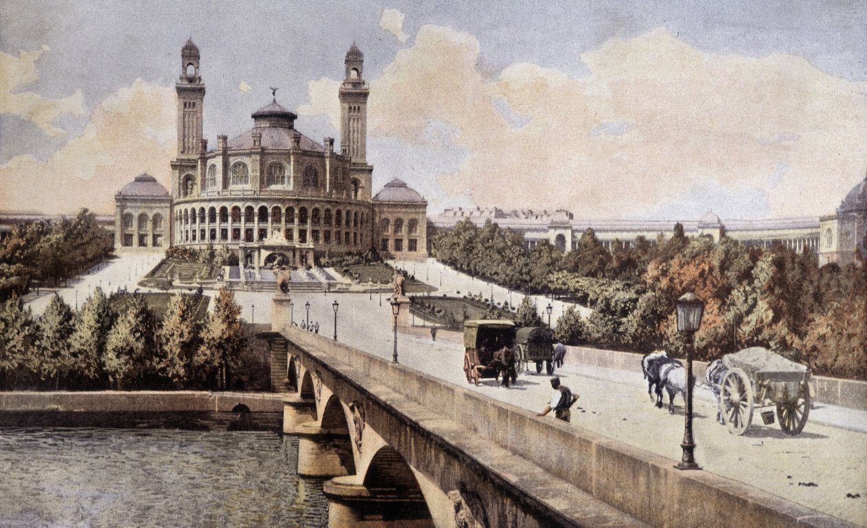1898 में पैलेस डू ट्रोकाडेरो (पेरिस) का दृश्य। द्वारा अज्ञात कलाकार