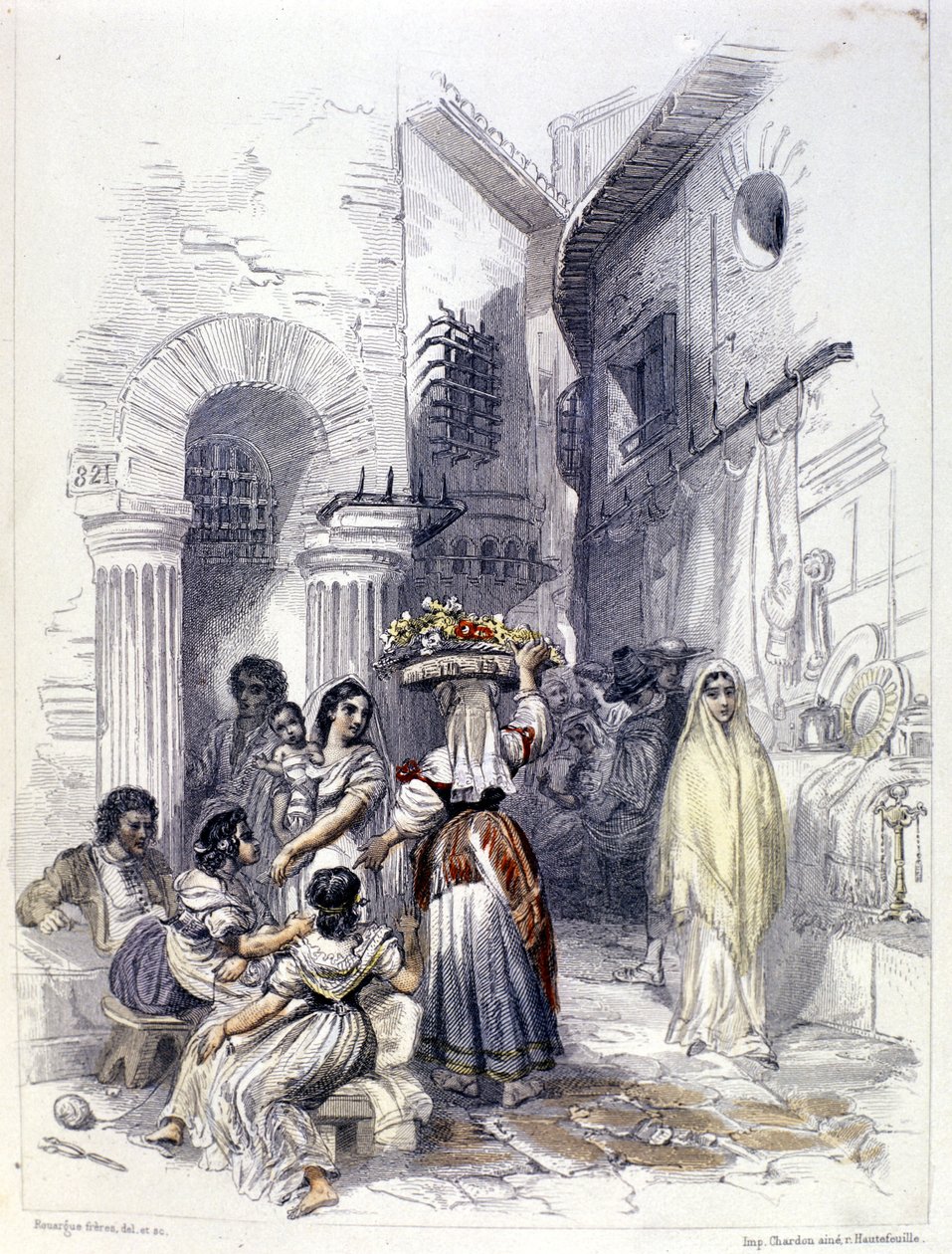 1830 में रोम के यहूदी बस्ती का दृश्य। द्वारा अज्ञात कलाकार