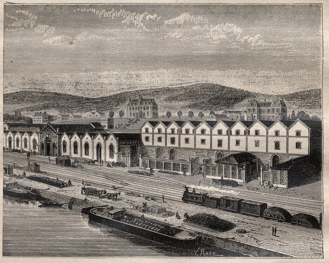 यूजीन मर्सिएर (१८३८-१९०४) और एपेरने के पास सी द्वारा कॉम्पैनी डेस ग्रैंड्स विंस डी शैम्पेन की मुख्य स्थापना, वू डू चेटो डे पेकिन - "ला साइंस फ़्रैन्काइज़" में उत्कीर्णन द्वारा अज्ञात कलाकार