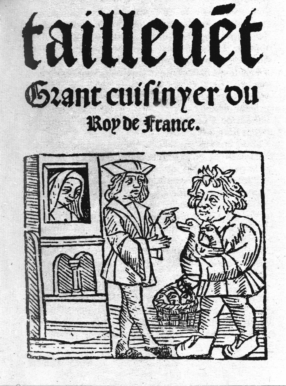 टेललवेंट द्वारा "ले वियनडिएर" का अग्रभाग। Guillaume Tirel, dit Taillevent ou Taillevant फ्रेंच कुक (1310 से 1395)। 1 द्वारा अज्ञात कलाकार