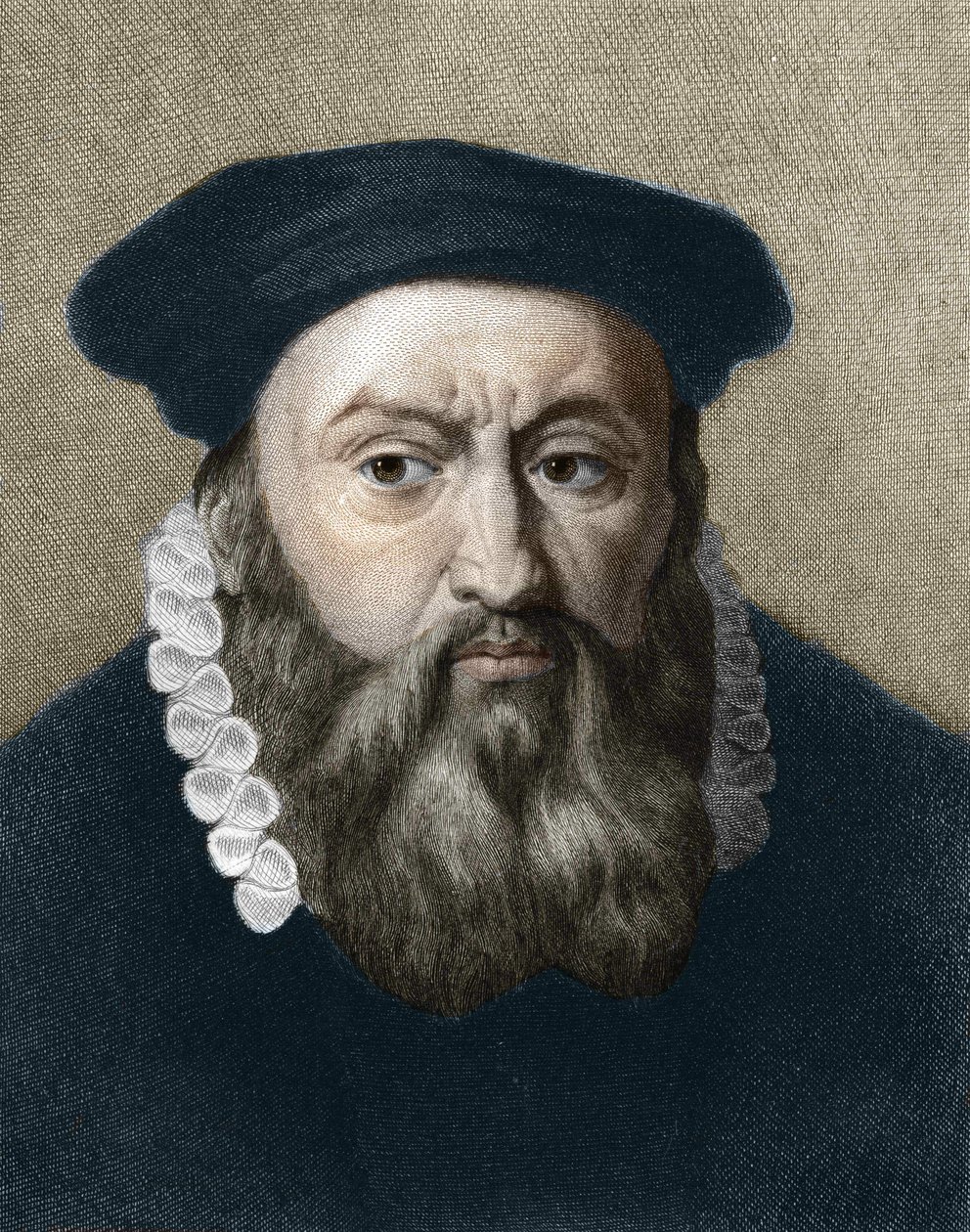 जीन केल्विन (1509-1564), फ्रांसीसी धार्मिक सुधारक और लेखक का चित्र। द्वारा अज्ञात कलाकार