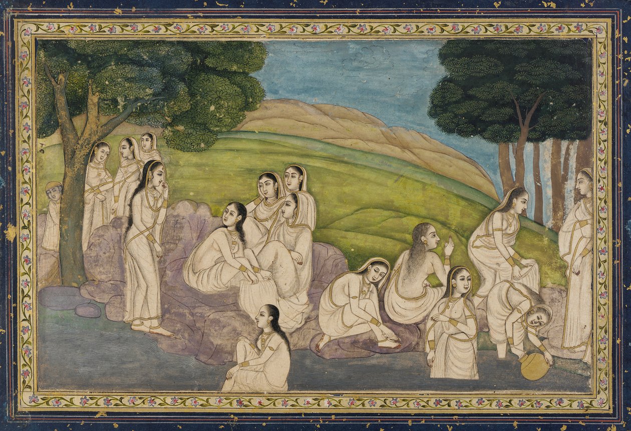 महिलाओं का एक समूह स्नान कर रहा है द्वारा अज्ञात कलाकार