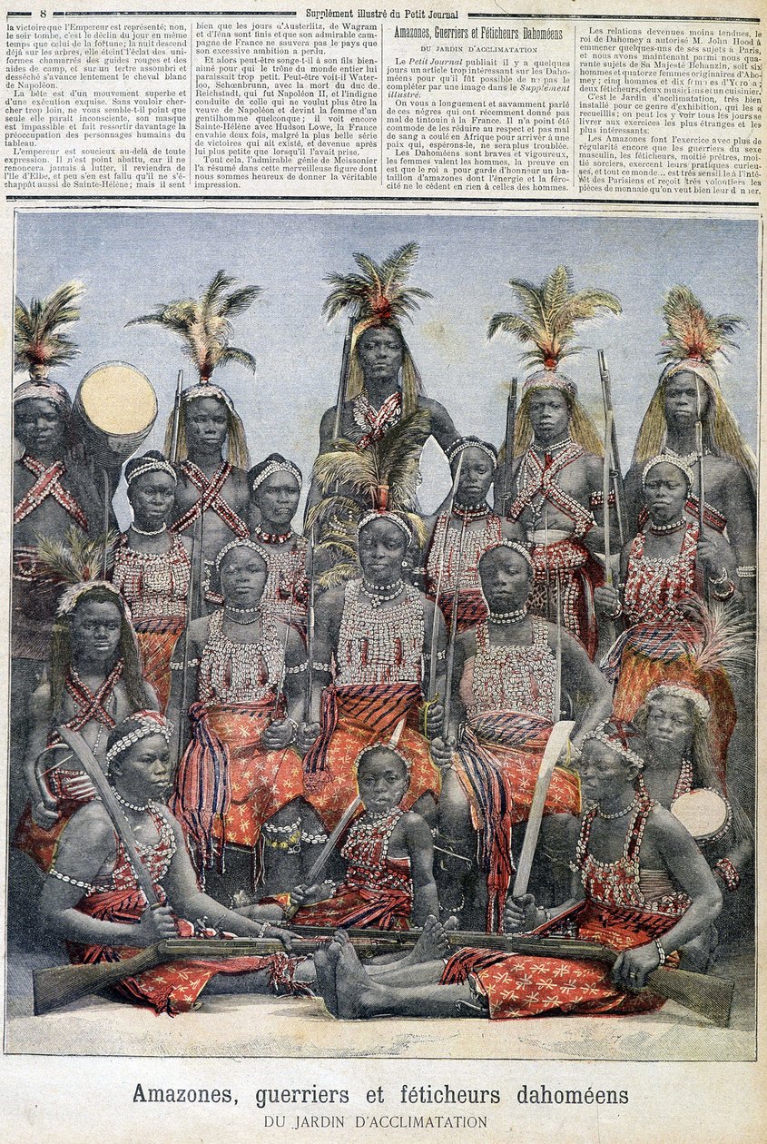 28/02/1891 के "" ले पेटाइट जर्नल"" में - अमेज़ॅन, योद्धा और डाहोमियन फेटिशर्स (वर्तमान बेनिन से), अनुकूलन के बगीचे से द्वारा अज्ञात कलाकार