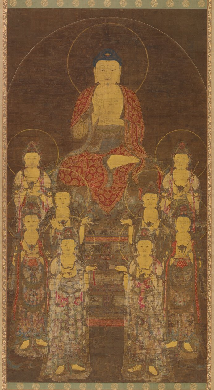बुद्ध अमिताभ (अमिता) और आठ महान बोधिसत्व द्वारा अज्ञात कलाकार