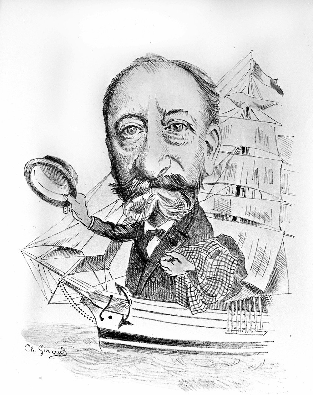 केमिली सेंट सेन्स (सेंट-सेन्स) पर कार्टून (1835 - 1921), फ्रांसीसी संगीतकार। द्वारा अज्ञात कलाकार
