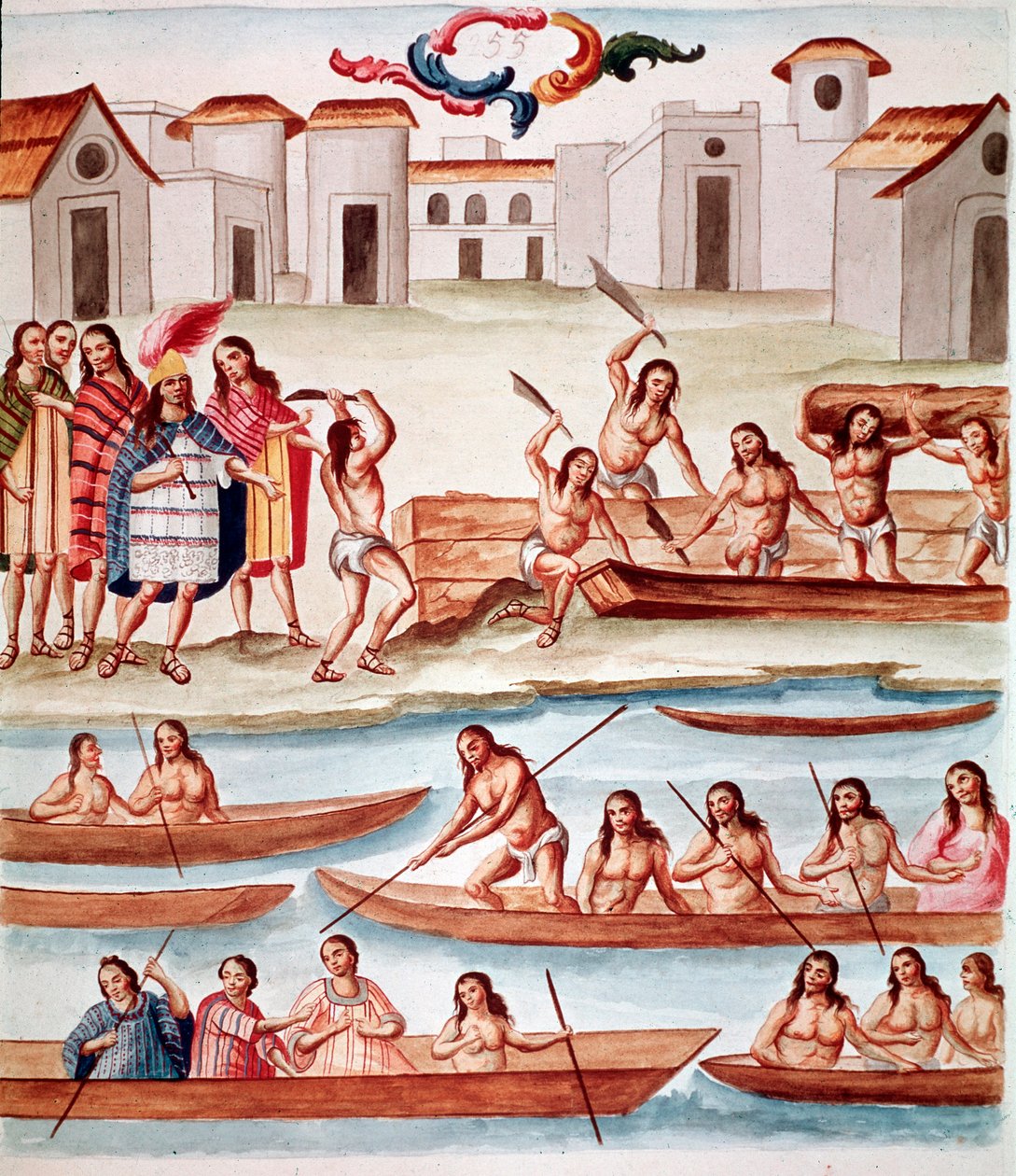 डोंगी का निर्माण (जल रंग, c.1770-1780) द्वारा अज्ञात कलाकार