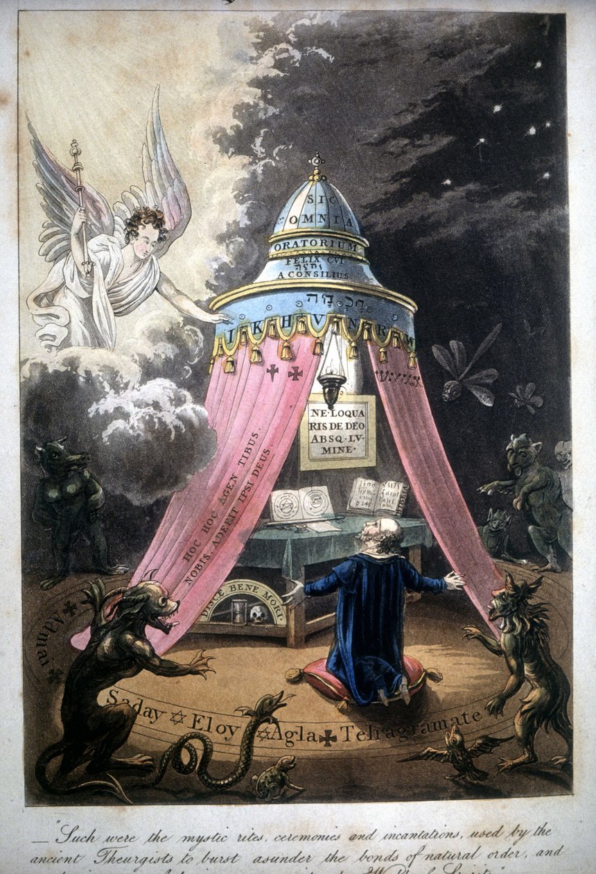 जादू समारोह। 1825 की पुस्तक। बाइबिल। मोरांडो, मिलान। द्वारा अज्ञात कलाकार