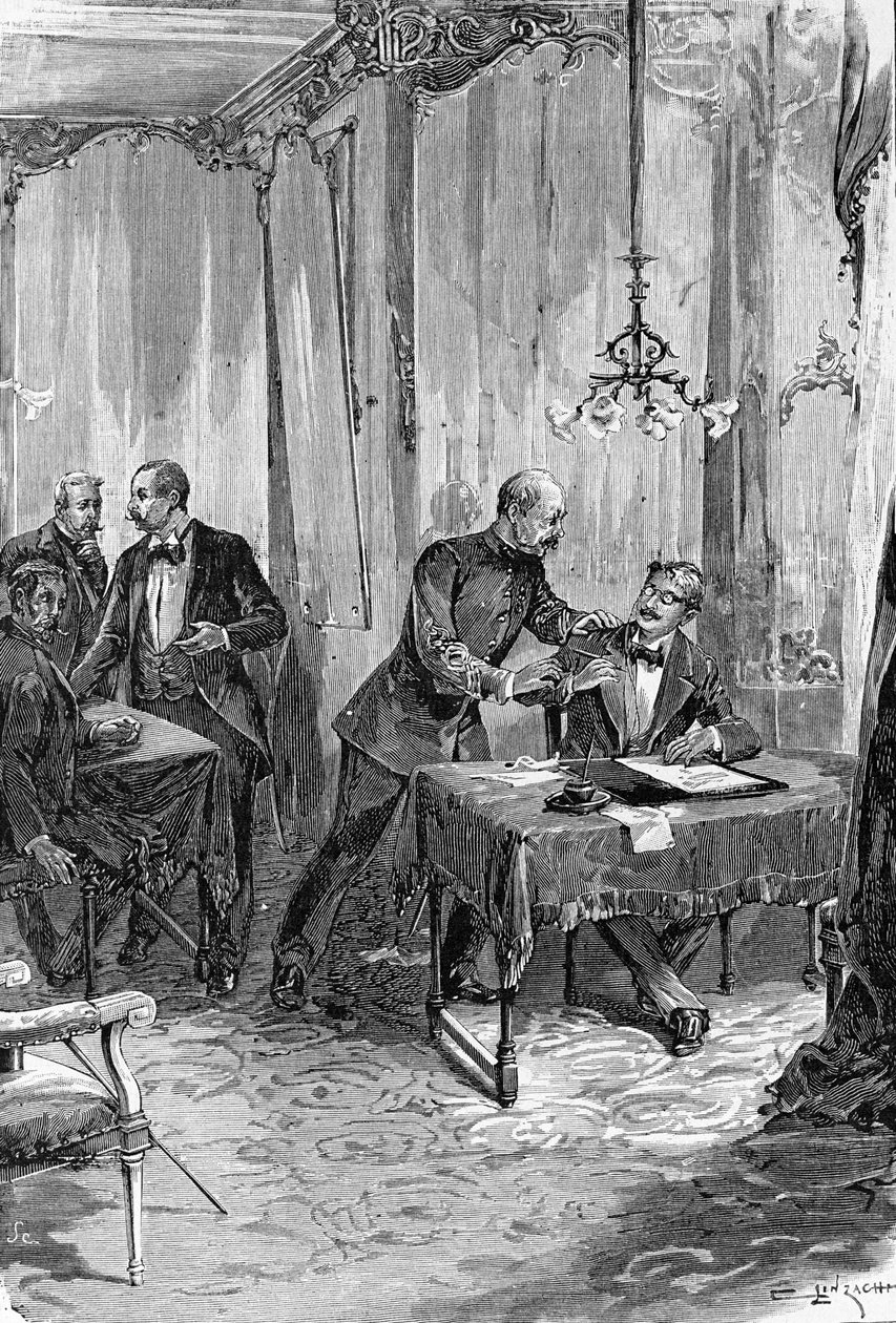 ड्रेफस मामला। डिक्टेशन के बाद 15/10/1894 को कैप्टन अल्फ्रेड ड्रेफस की गिरफ्तारी। द्वारा अज्ञात कलाकार