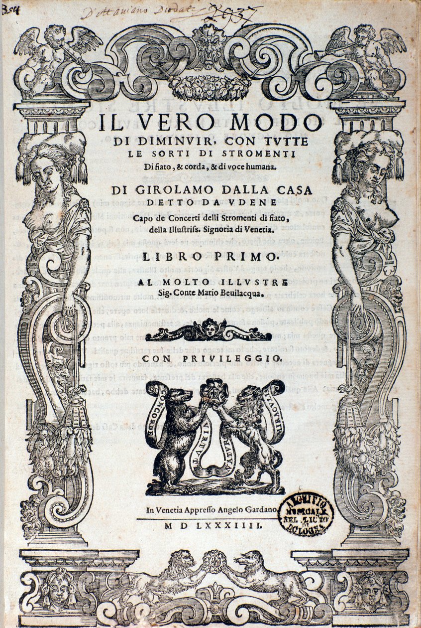 Girolamo दल्ला लियोन द्वारा अलंकरण पर "" इल वेरो मोदो दी डिमिनुइर "" का मोर्चा द्वारा अज्ञात कलाकार