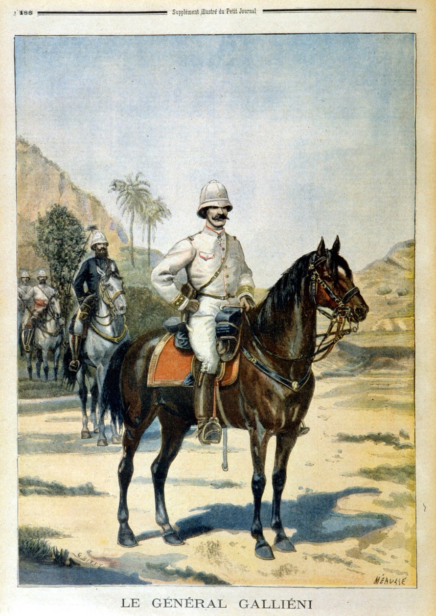 मेडागास्कर में जनरल गैलिएनी - 11/06/1899 के "" ले पेटिटी जर्नल "" में। द्वारा अज्ञात कलाकार