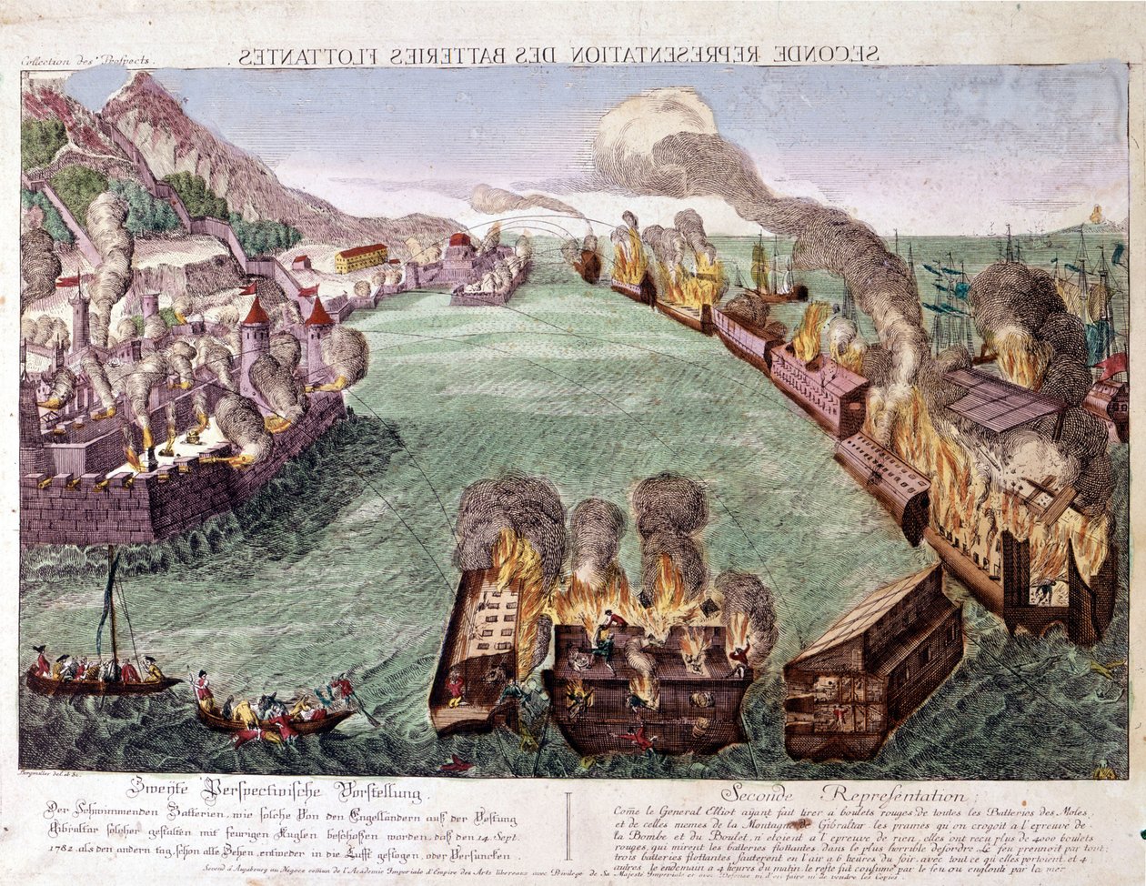 जिब्राल्टर की भव्य घेराबंदी 1779-1783 (उत्कीर्णन) द्वारा अज्ञात कलाकार