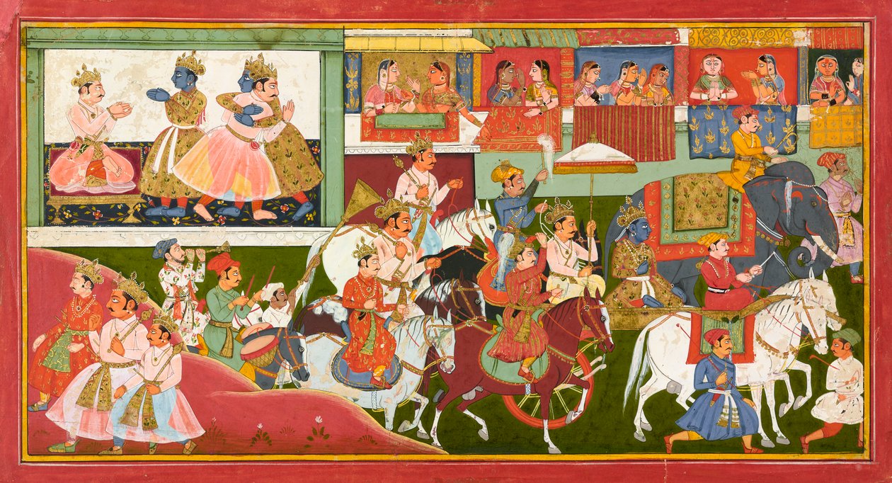 कृष्ण ने विदाई ली, emभागवत पुराणem से फोलियो द्वारा अज्ञात कलाकार