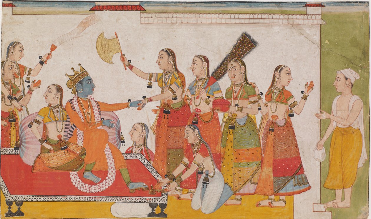 emभागवत पूर्णem से सुदामा का स्वागत करते कृष्ण द्वारा अज्ञात कलाकार