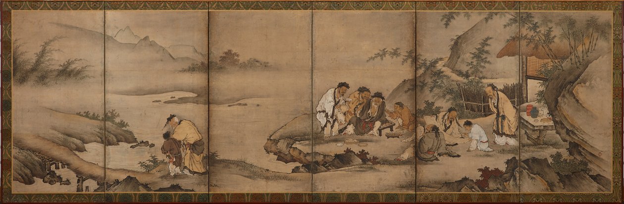 लैंडस्केप: बैंबू ग्रोव के सात संत द्वारा अज्ञात कलाकार