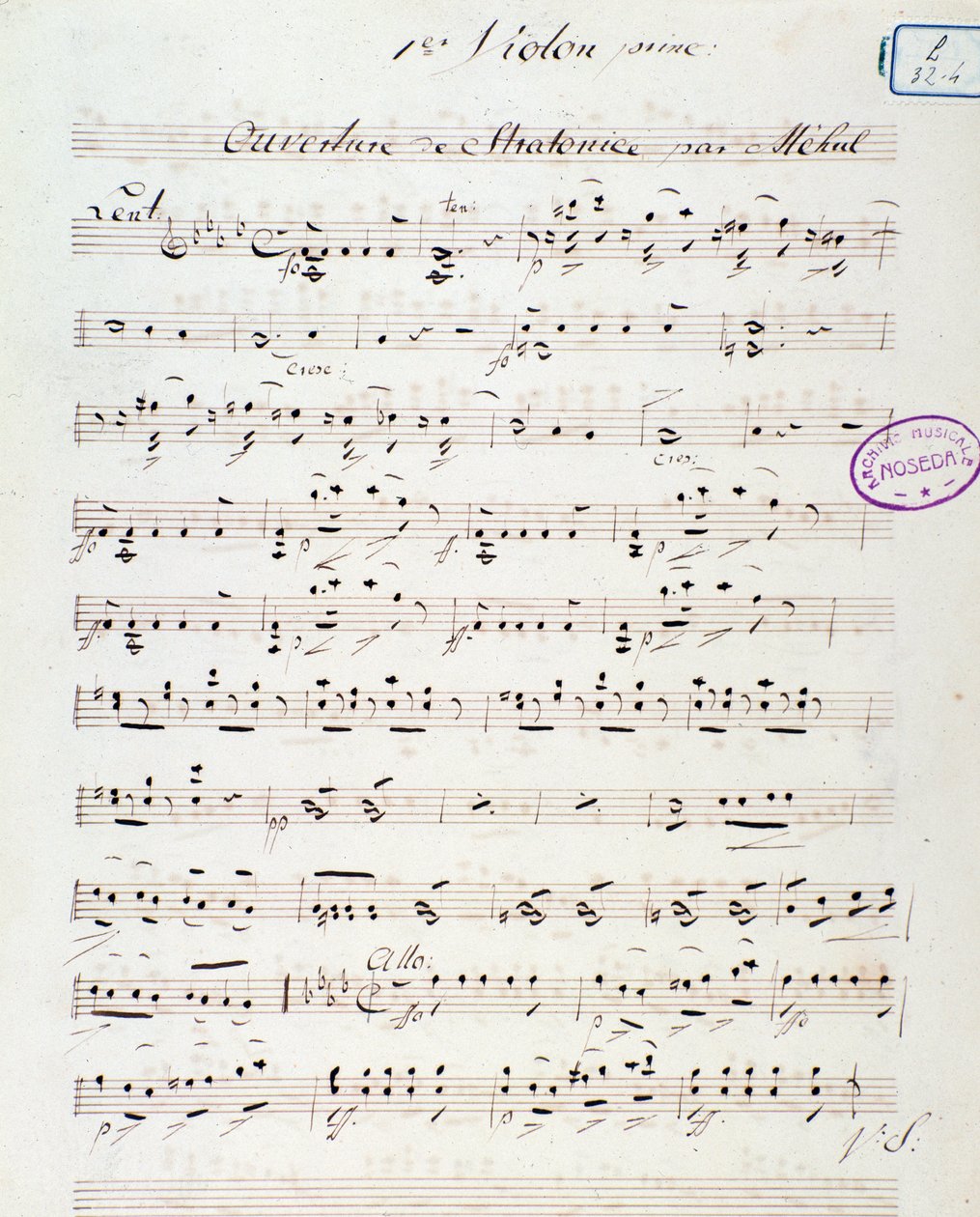 मेहुल द्वारा ओपेरा स्ट्रैटोनिस का उद्घाटन पृष्ठ (1792) द्वारा अज्ञात कलाकार
