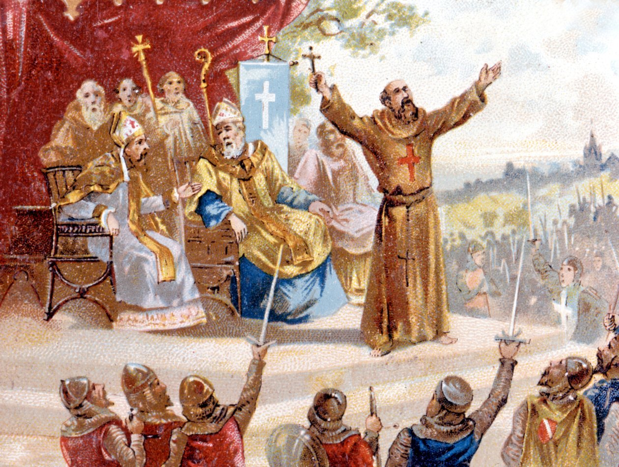 धर्मयुद्ध का प्रचार करते हुए पीटर द हर्मिट (1095 - 1099) द्वारा अज्ञात कलाकार