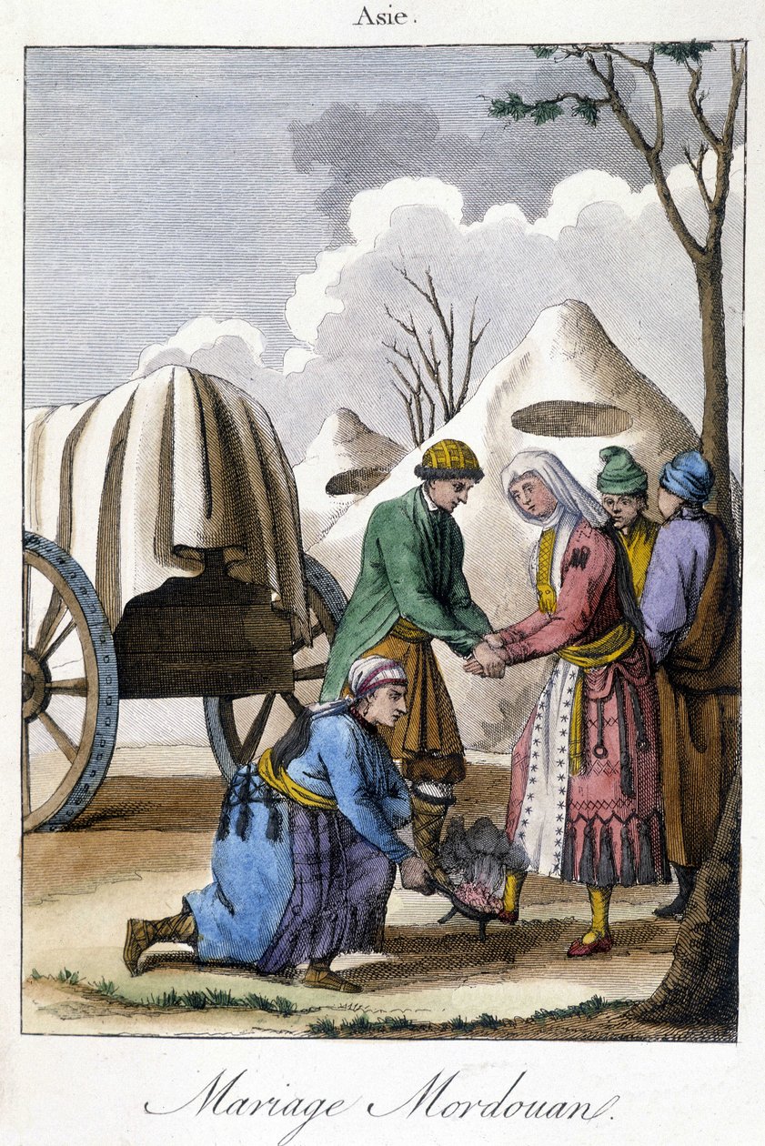 1811 से प्लेट Mordovia में एक शादी को दर्शाता है द्वारा अज्ञात कलाकार